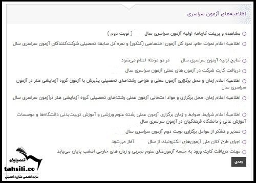 زمان دریافت کارنامه کنکور سراسری